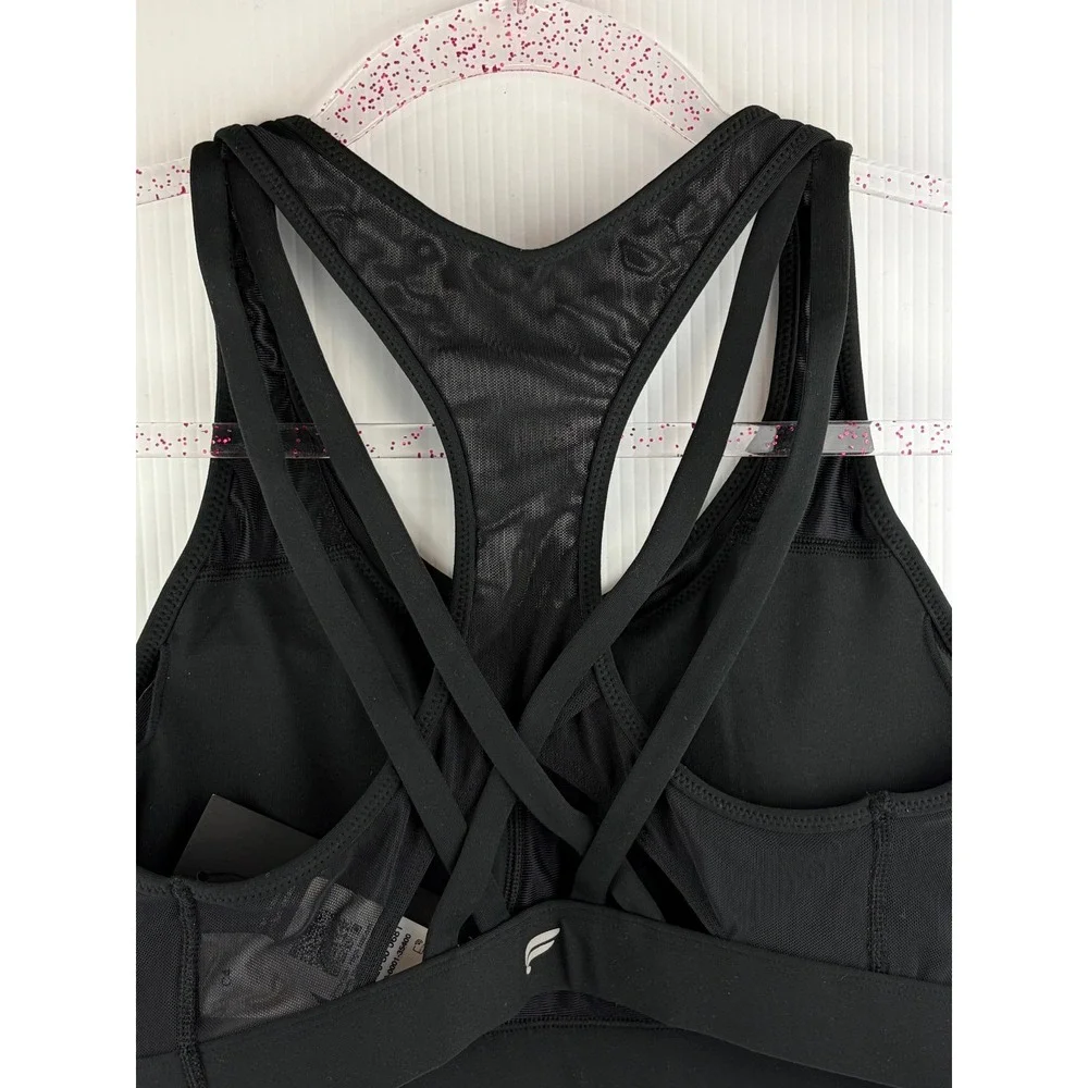 Fabletics Principal High Impact Sports Bra Black XS‎ Strappy Mesh Yoga Gym Chic